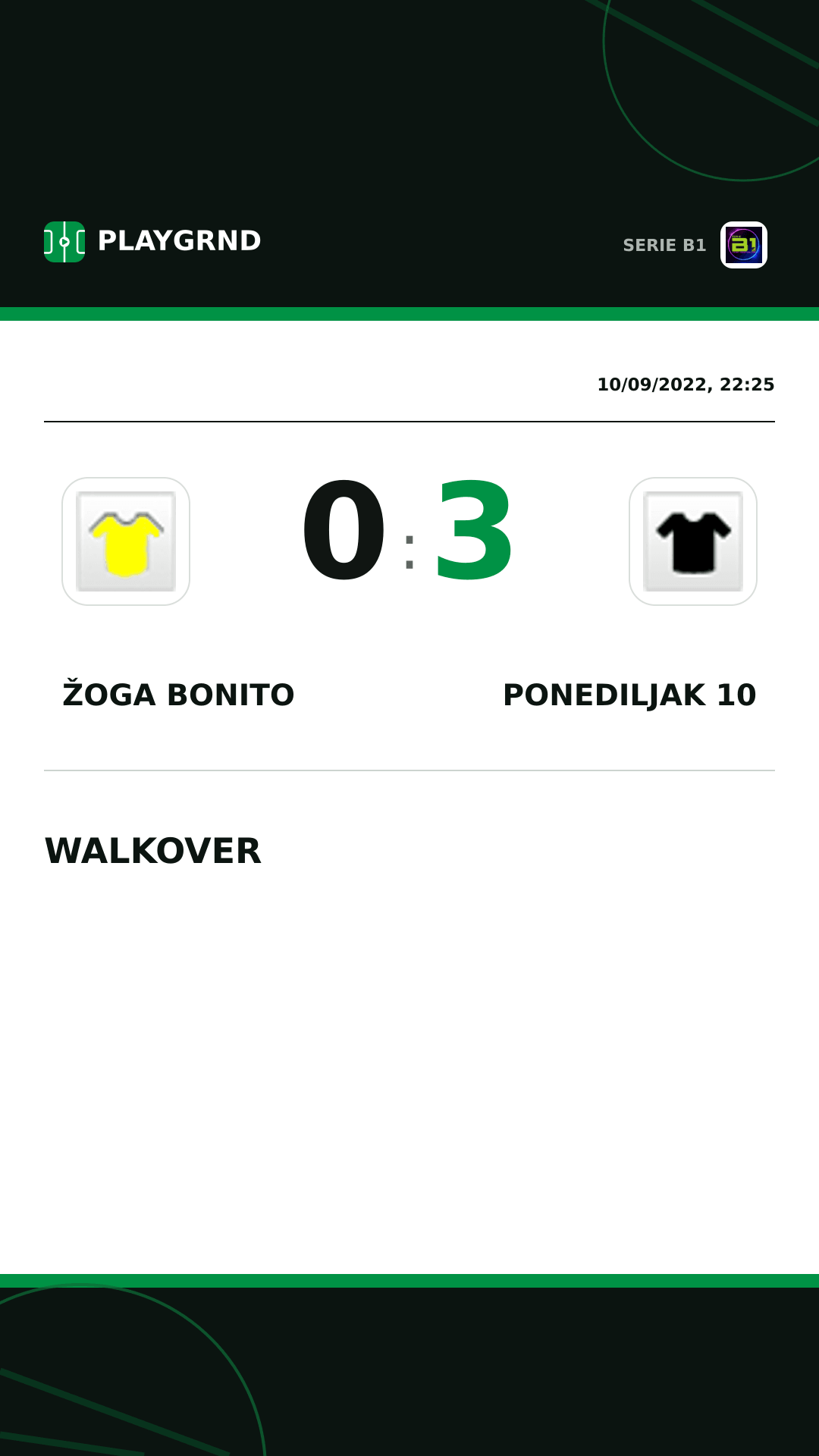 Instagram artwork: Žoga Bonito 0:3 Ponediljak 10