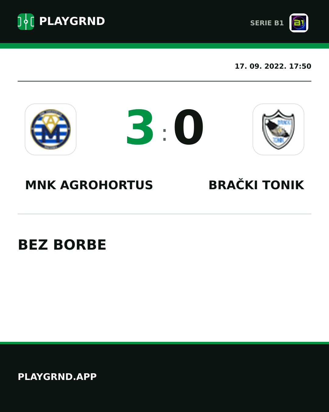 Instagram slika: Mnk Agrohortus 3:0 Brački Tonik