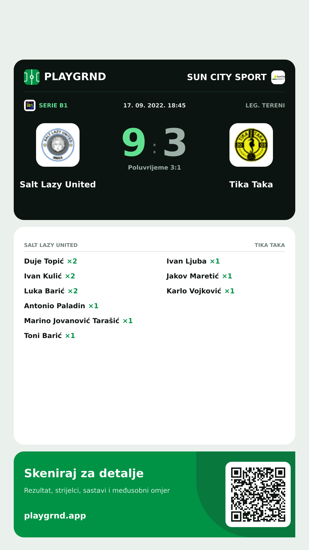 Story image: Salt Lazy United 9:3 Tika Taka