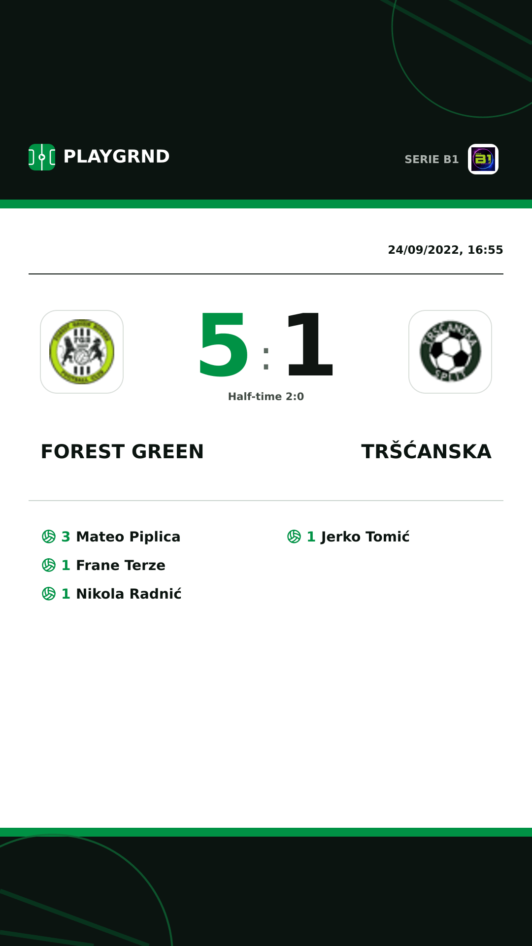 Instagram artwork: Forest Green 5:1 Tršćanska