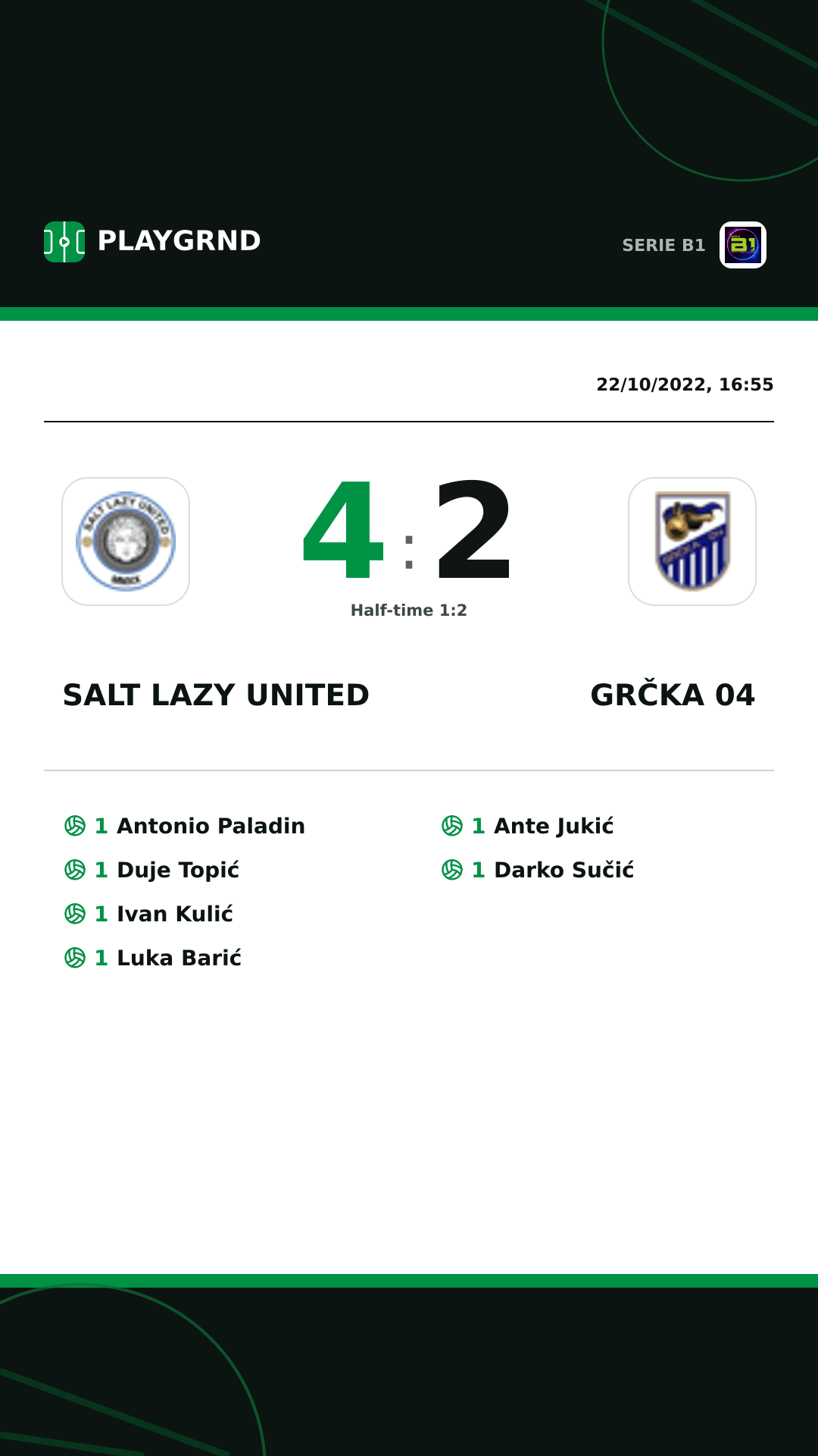 Instagram artwork: Salt Lazy United 4:2 Grčka 04