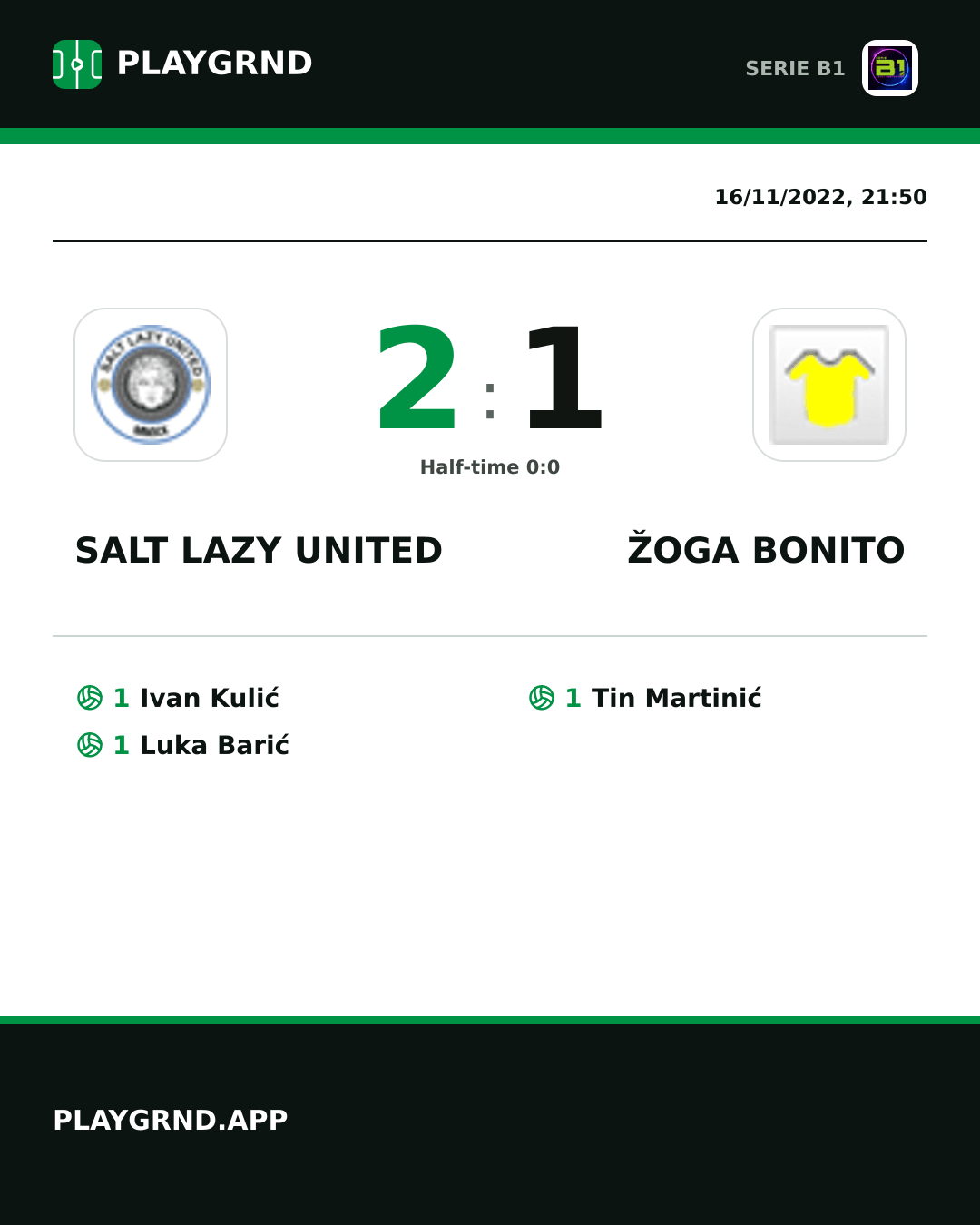 Instagram artwork: Salt Lazy United 2:1 Žoga Bonito