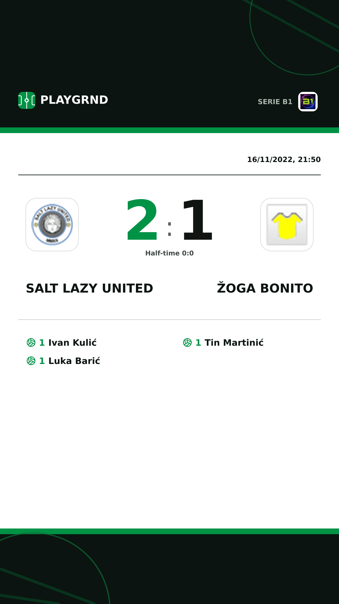 Instagram artwork: Salt Lazy United 2:1 Žoga Bonito