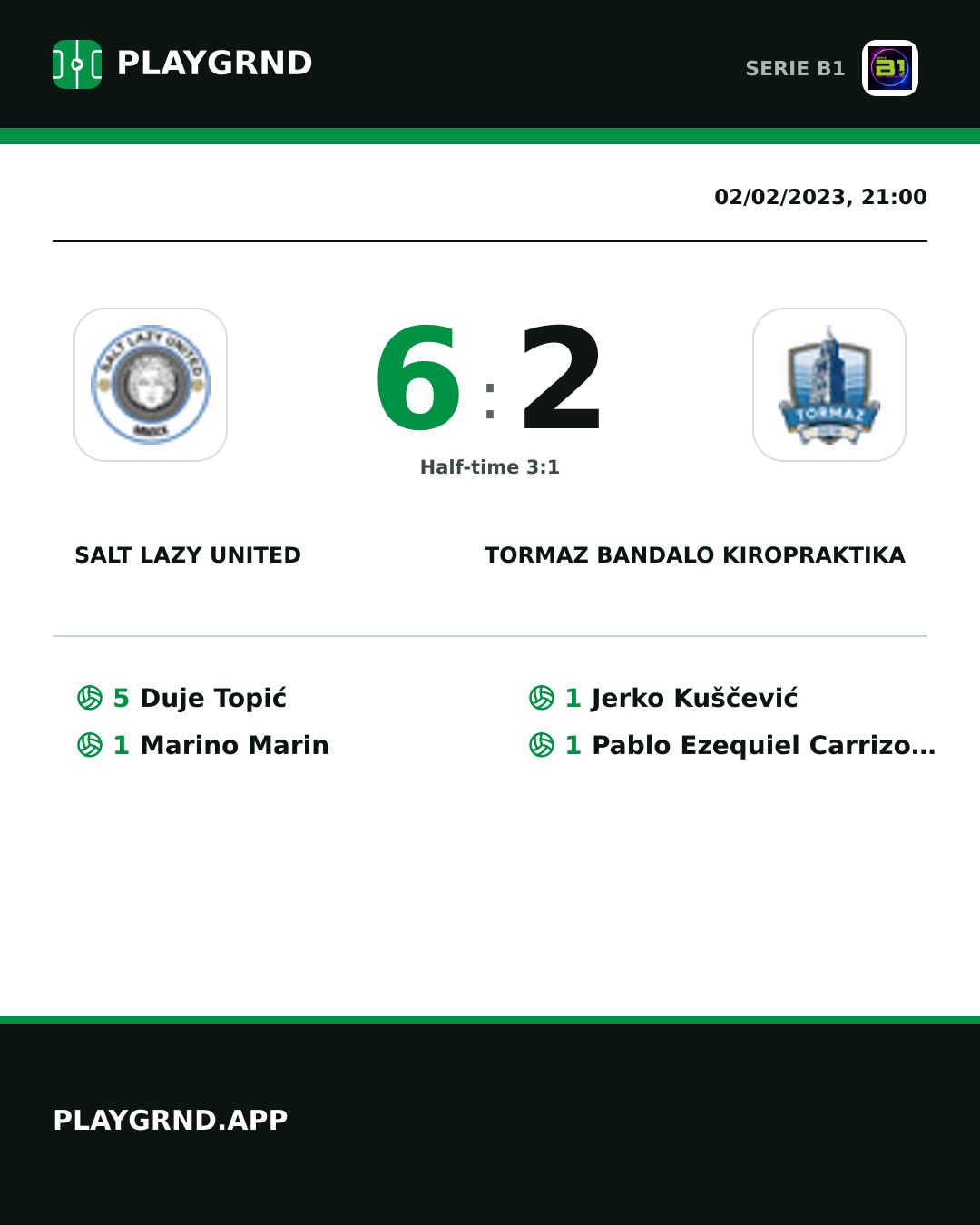 Instagram artwork: Salt Lazy United 6:2 Tormaz Bandalo Kiropraktika
