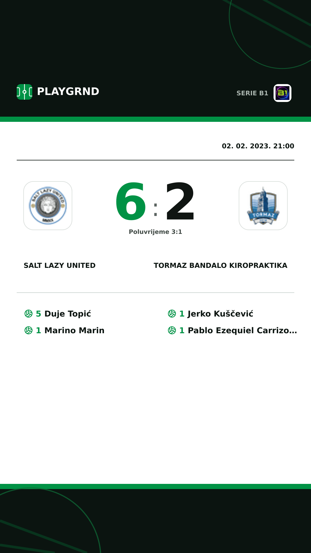 Instagram slika: Salt Lazy United 6:2 Tormaz Bandalo Kiropraktika