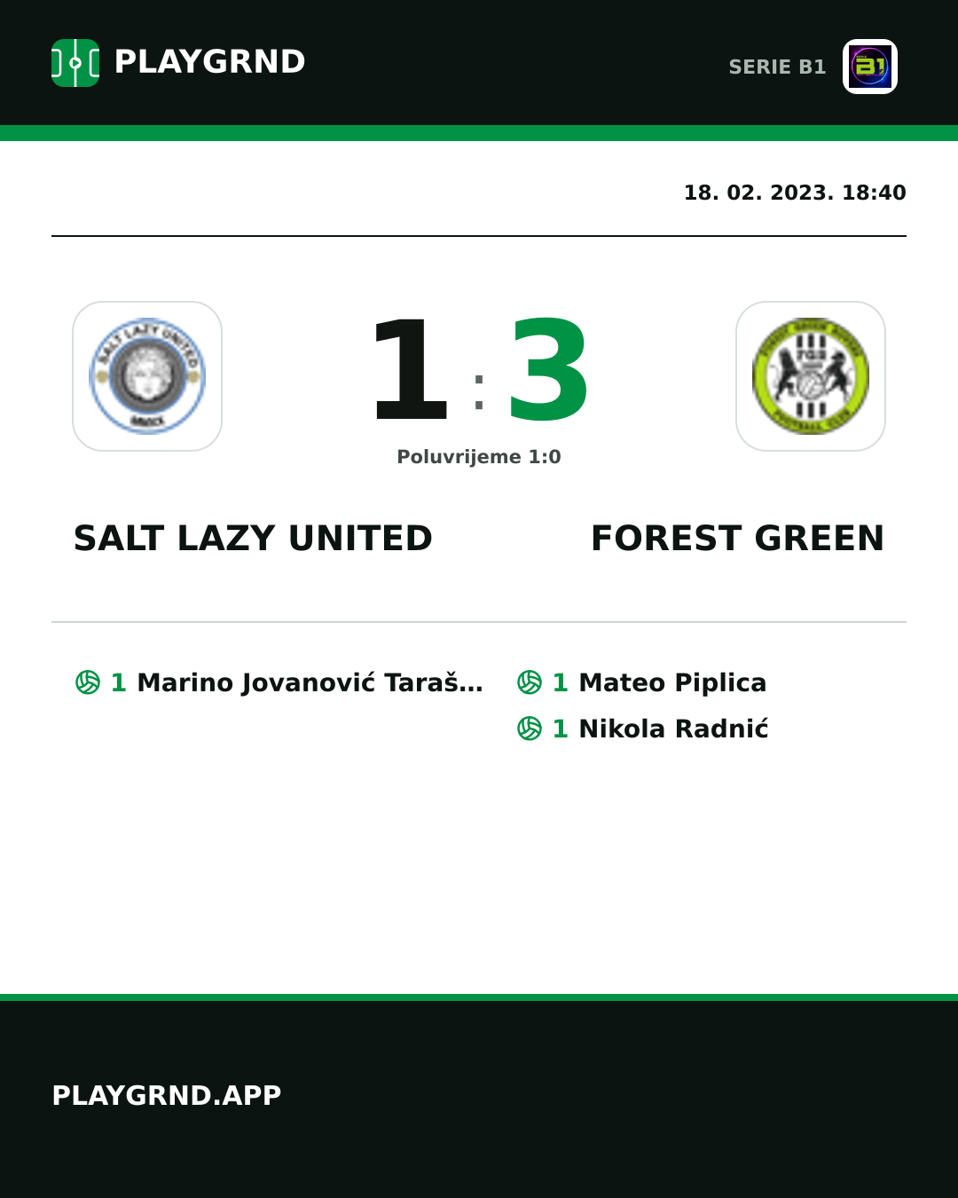 Instagram slika: Salt Lazy United 1:3 Forest Green