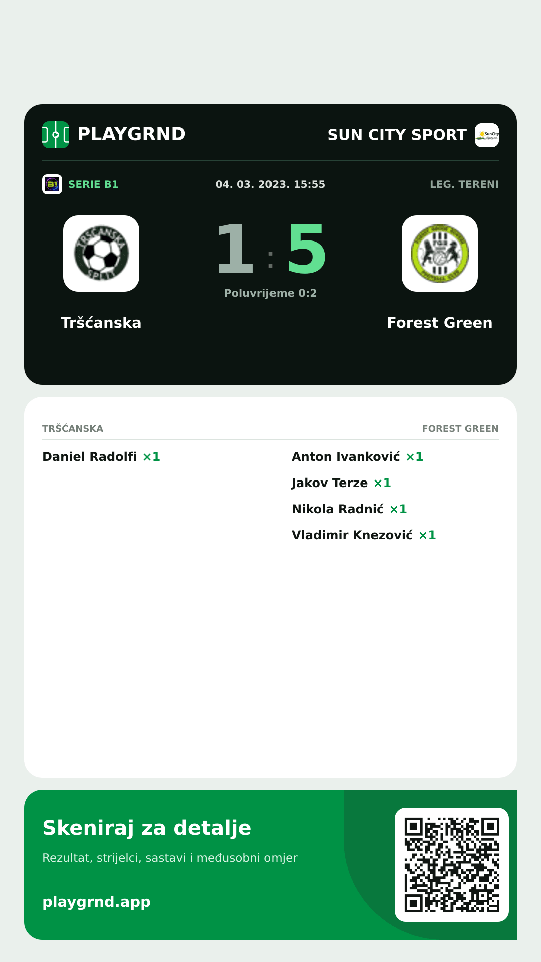 Story slika: Tršćanska 1:5 Forest Green
