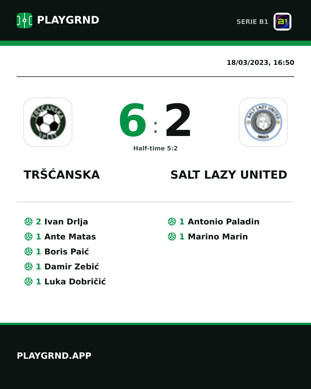 Instagram artwork: Tršćanska 6:2 Salt Lazy United