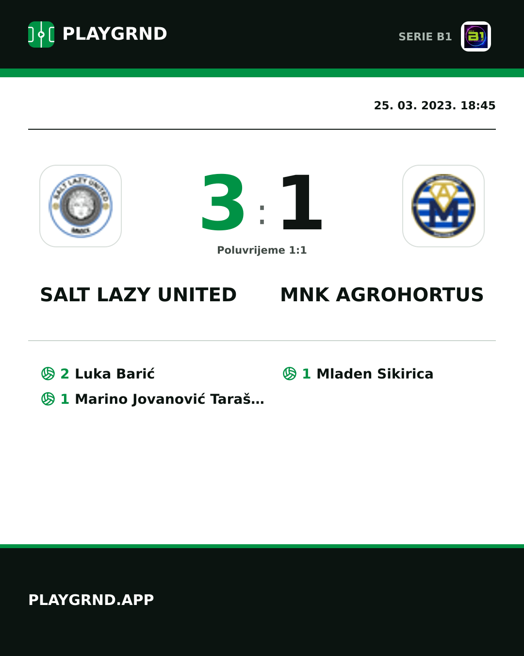 Instagram slika: Salt Lazy United 3:1 Mnk Agrohortus