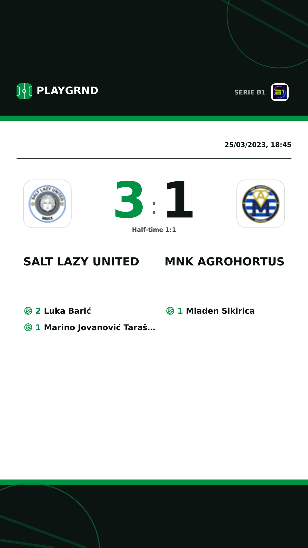 Instagram artwork: Salt Lazy United 3:1 Mnk Agrohortus