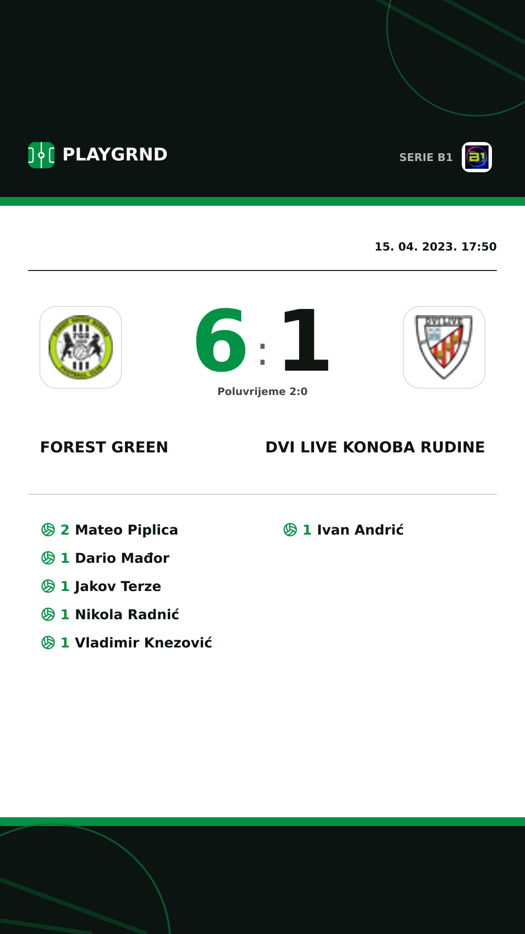 Instagram slika: Forest Green 6:1 Dvi Live Konoba Rudine
