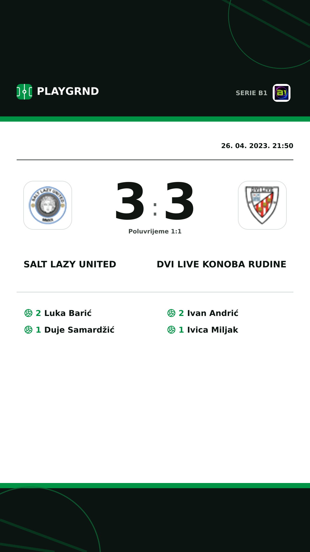 Instagram slika: Salt Lazy United 3:3 Dvi Live Konoba Rudine