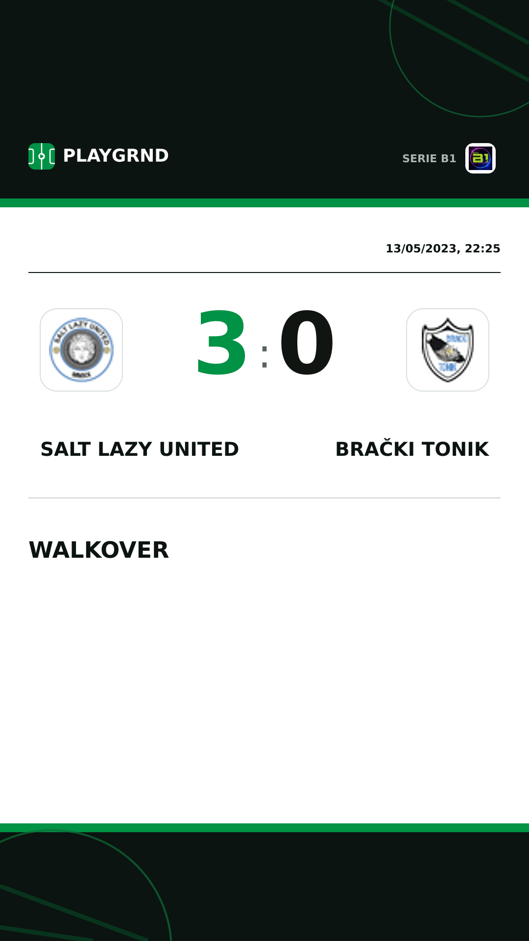 Instagram artwork: Salt Lazy United 3:0 Brački Tonik