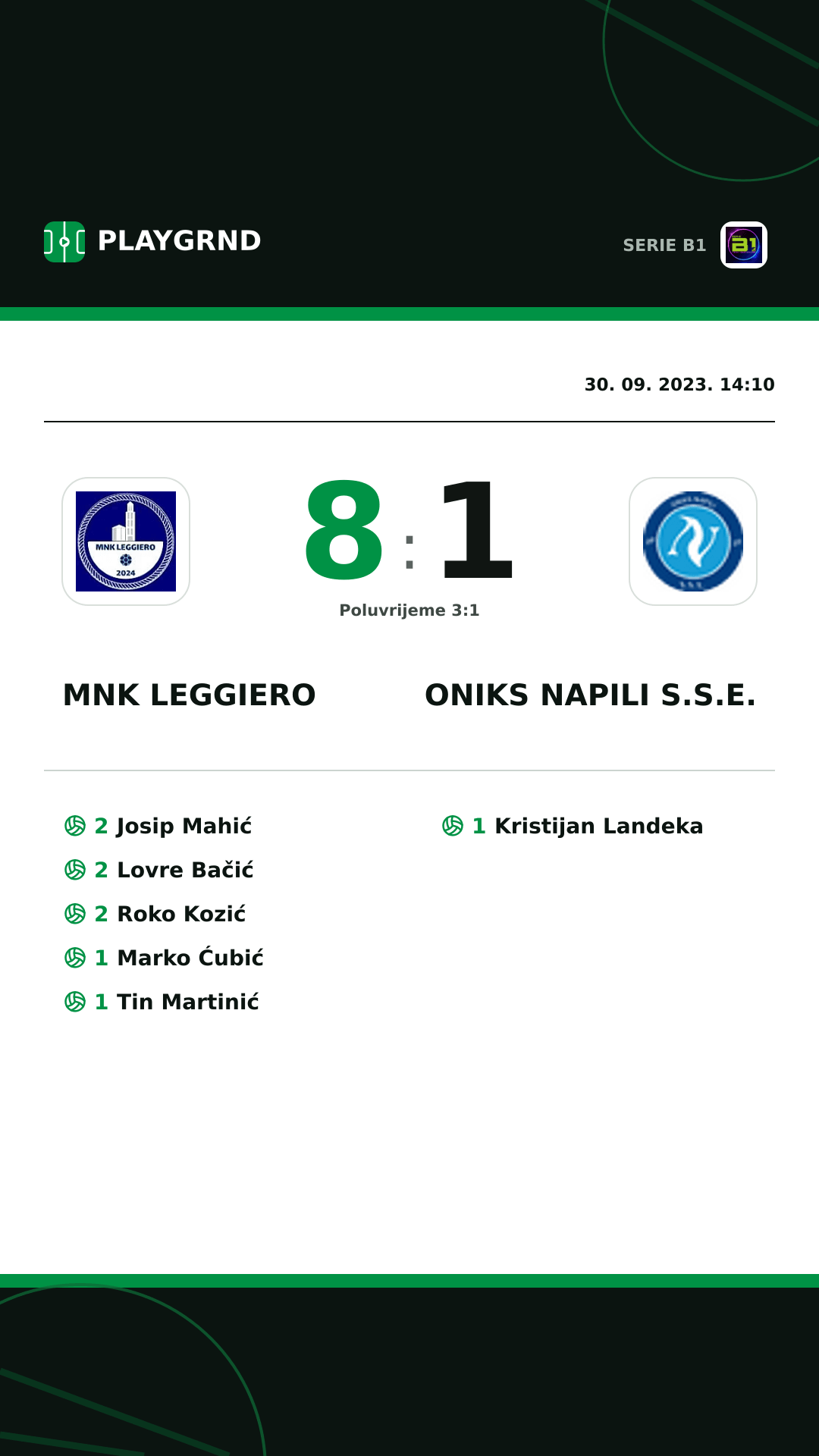 Instagram slika: MNK Leggiero 8:1 Oniks Napili S.S.E.