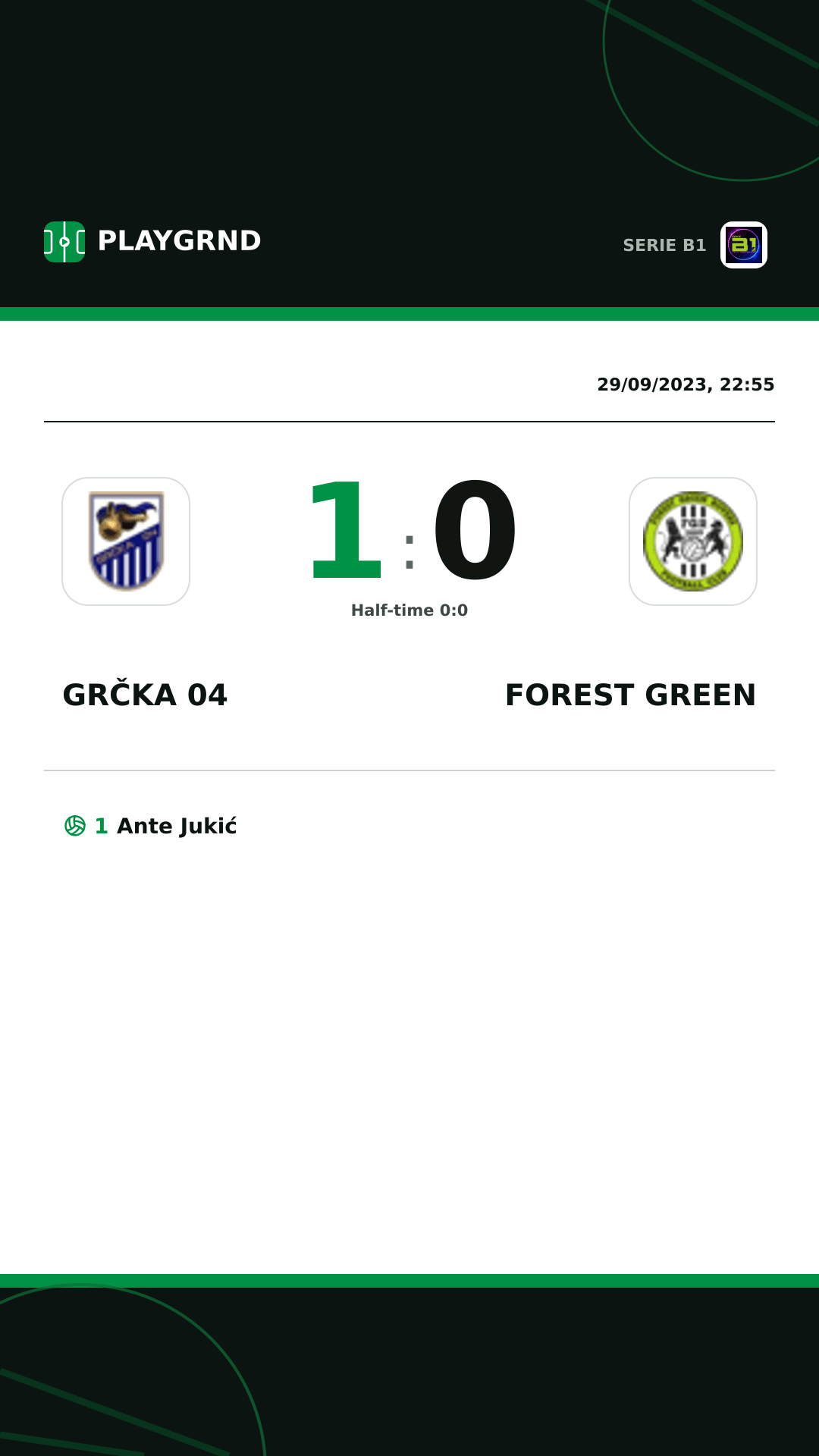 Instagram artwork: Grčka 04 1:0 Forest Green