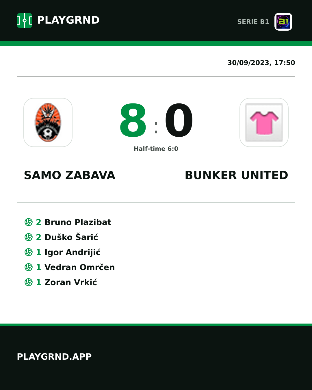 Instagram artwork: Samo Zabava 8:0 Bunker United