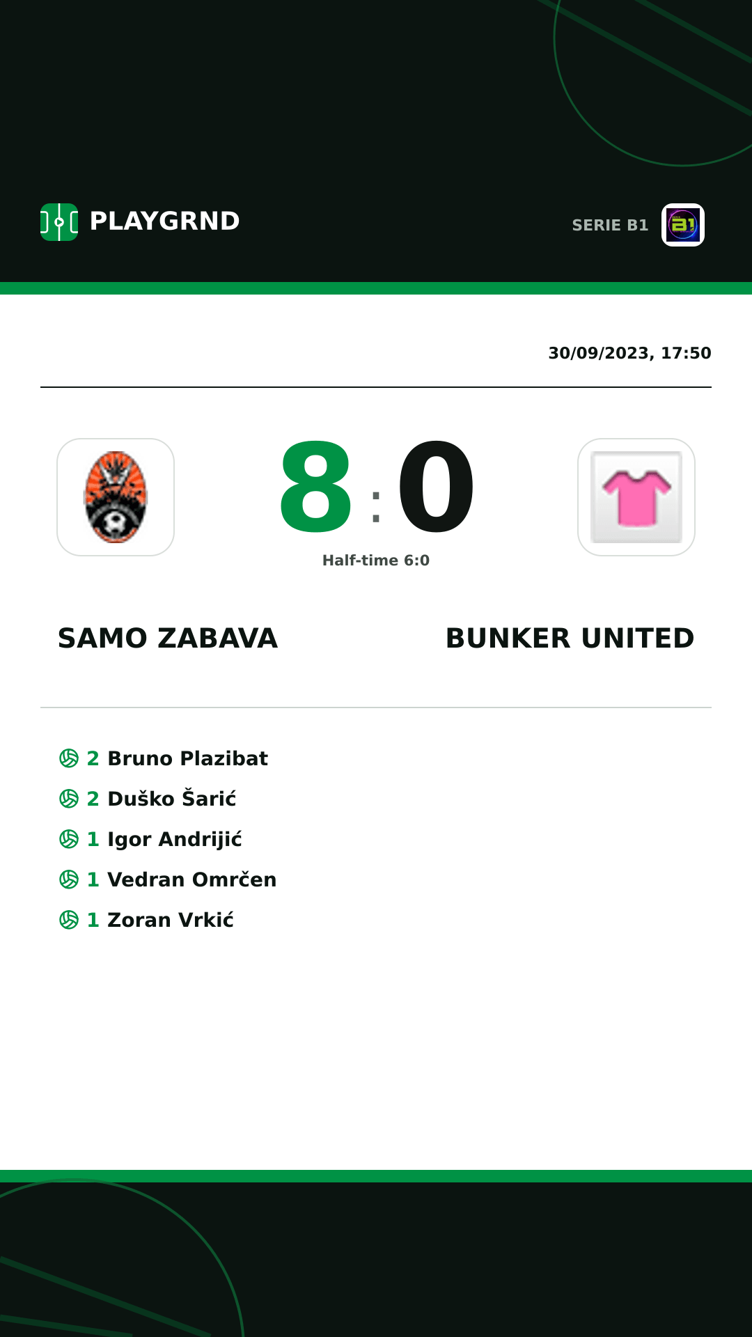 Instagram artwork: Samo Zabava 8:0 Bunker United