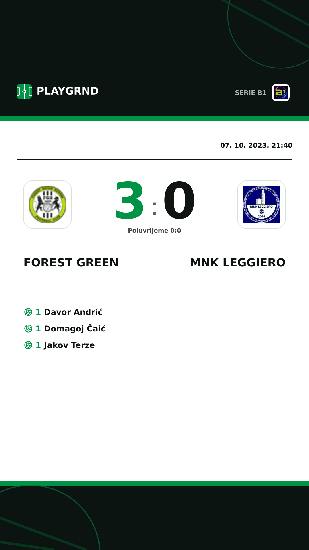 Instagram slika: Forest Green 3:0 MNK Leggiero