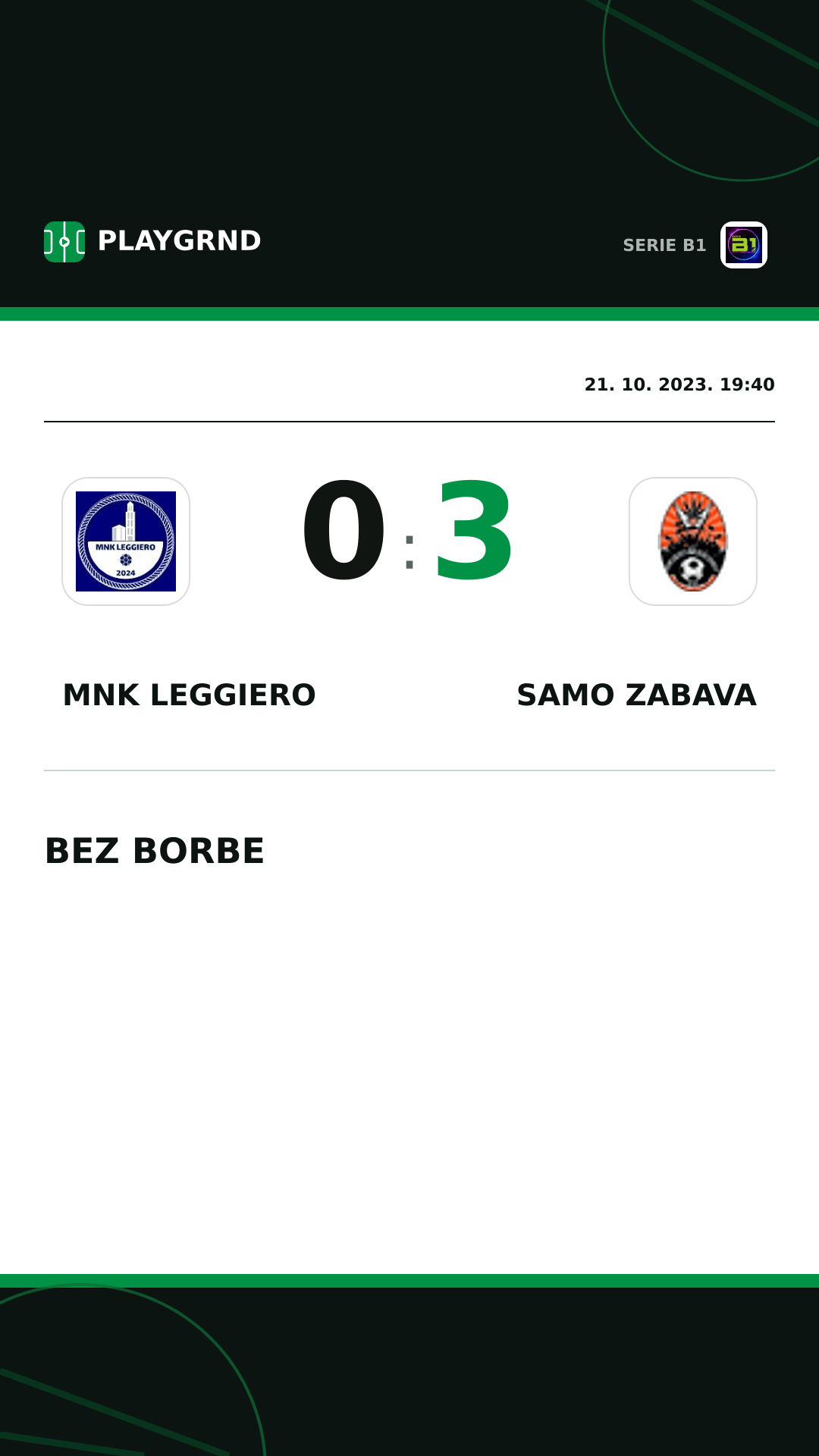 Instagram slika: MNK Leggiero 0:3 Samo Zabava
