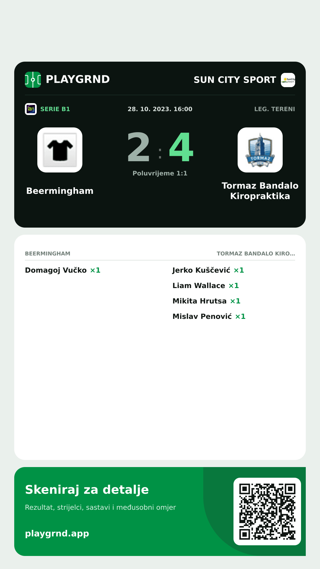Story slika: Beermingham 2:4 Tormaz Bandalo Kiropraktika