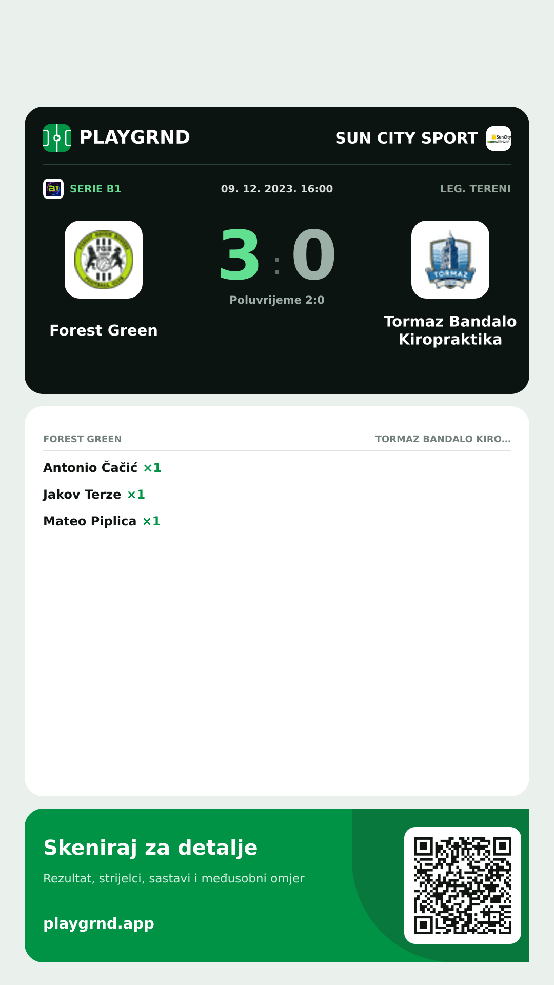 Story slika: Forest Green 3:0 Tormaz Bandalo Kiropraktika