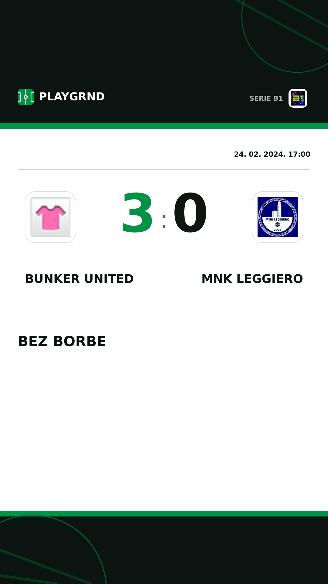 Instagram slika: Bunker United 3:0 MNK Leggiero