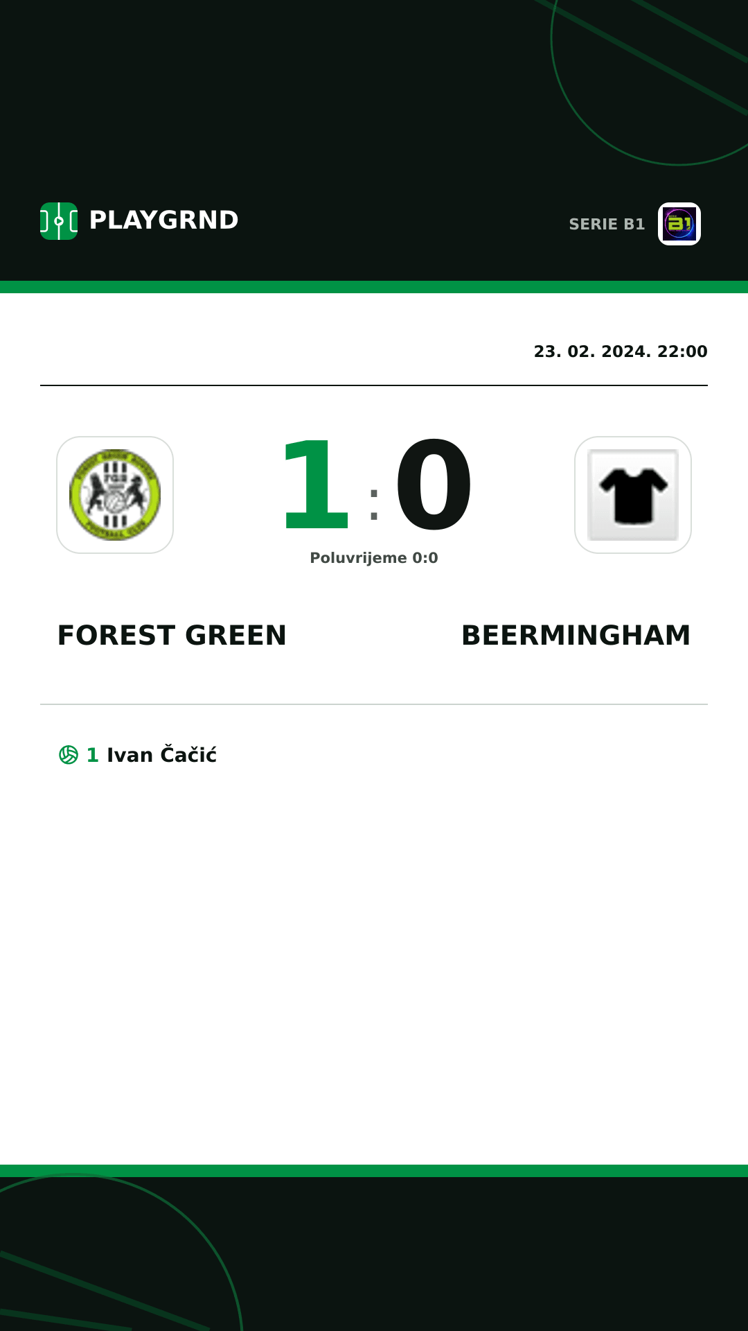 Instagram slika: Forest Green 1:0 Beermingham