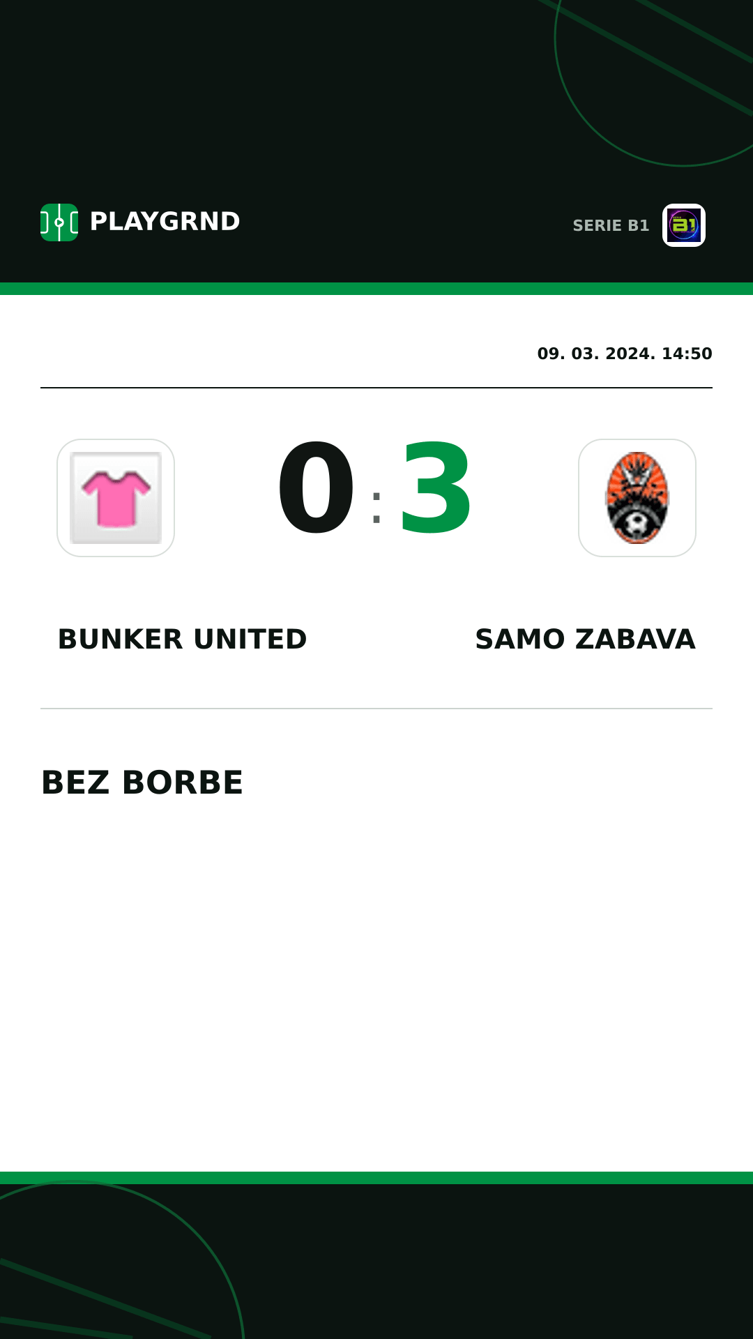 Instagram slika: Bunker United 0:3 Samo Zabava