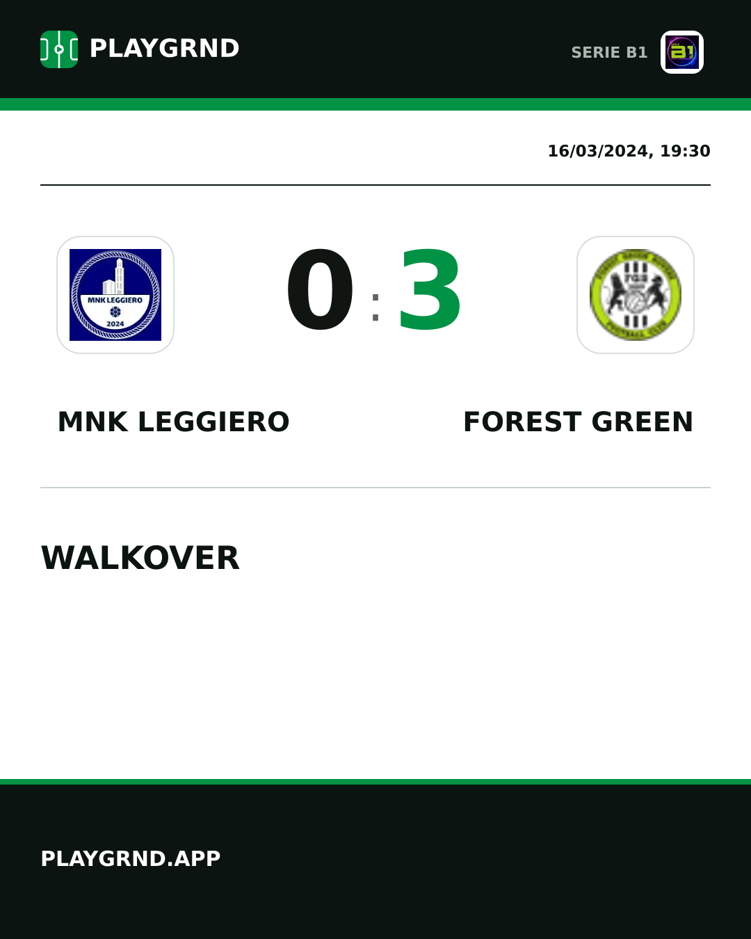 Instagram artwork: MNK Leggiero 0:3 Forest Green