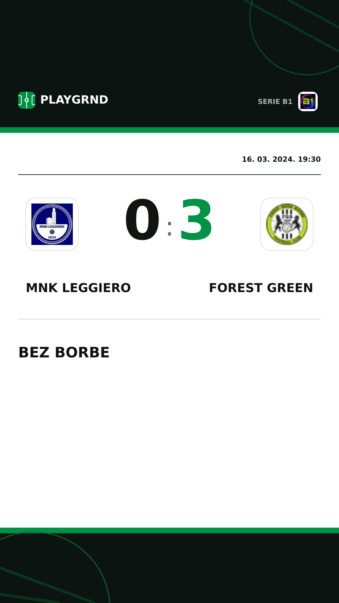 Instagram slika: MNK Leggiero 0:3 Forest Green