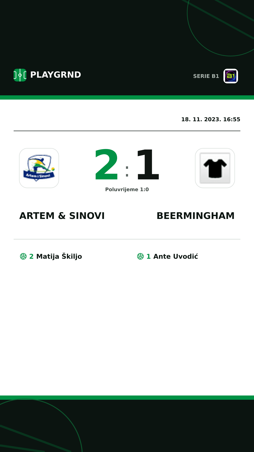 Instagram slika: Artem & Sinovi 2:1 Beermingham