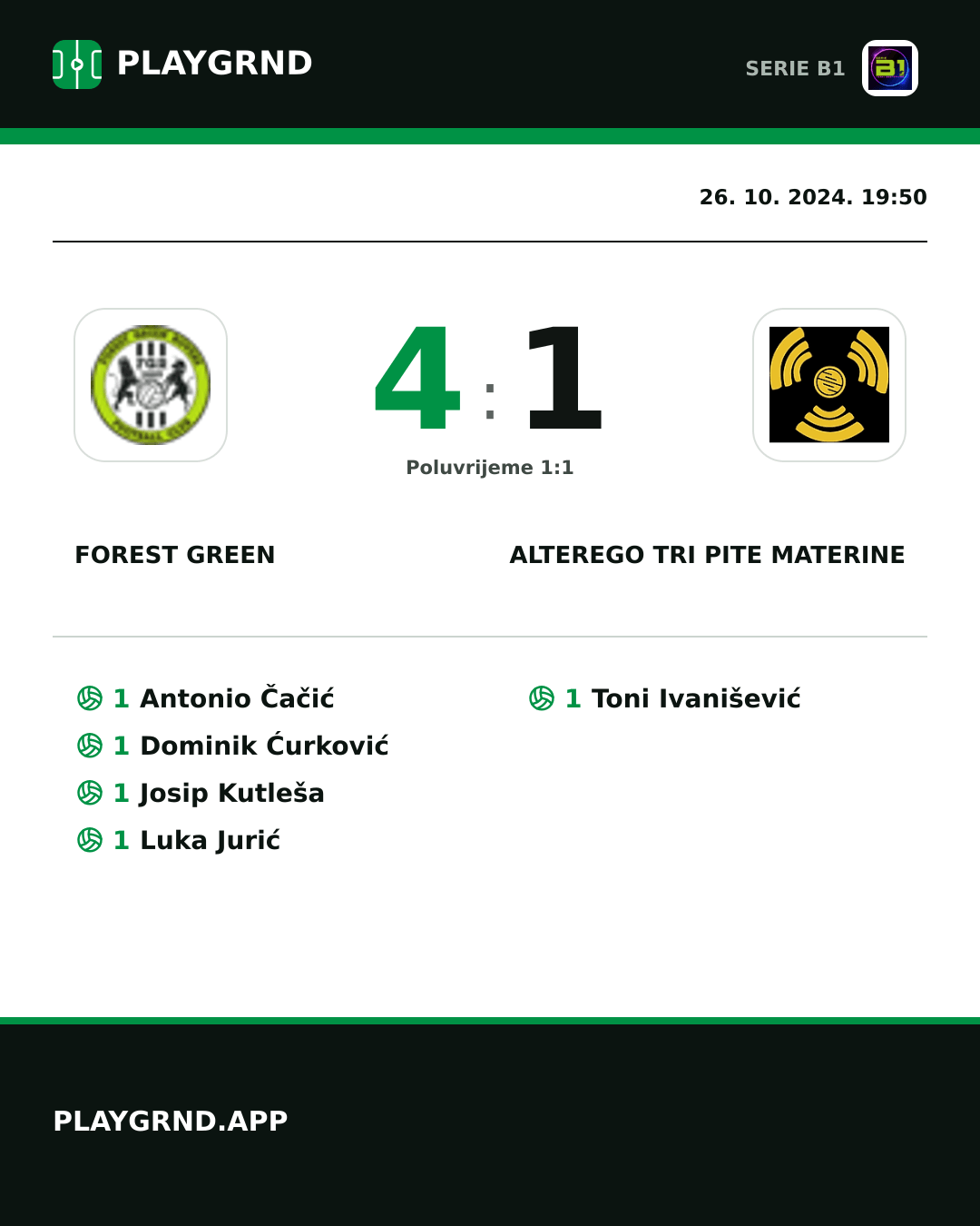 Instagram slika: Forest Green 4:1 CB Piccadilly Tri Pite Materine