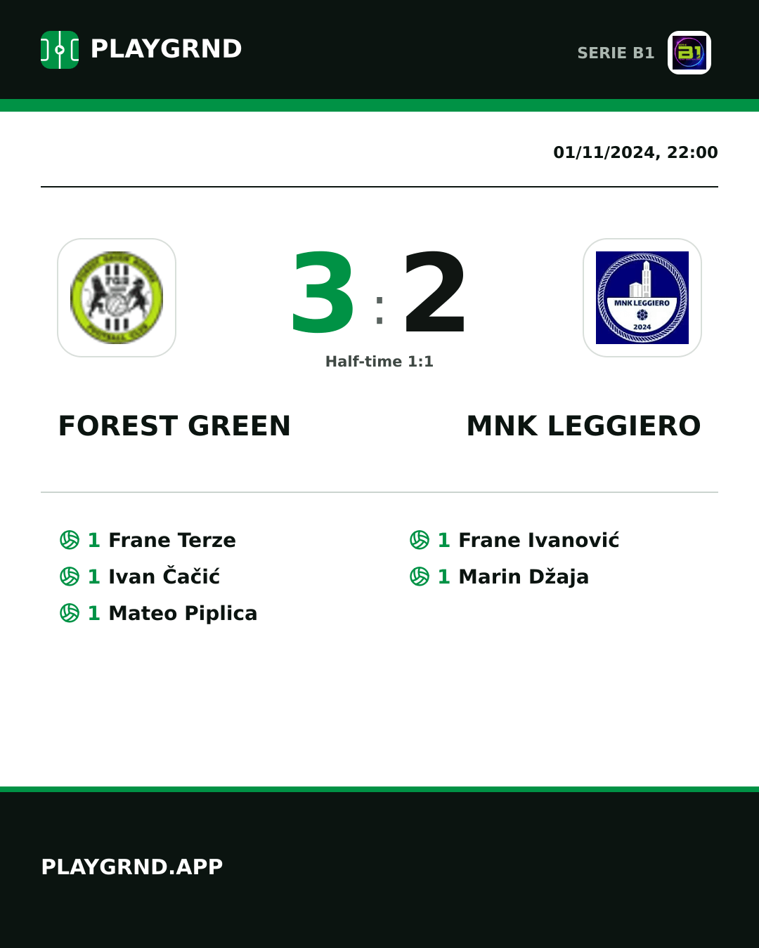 Instagram artwork: Forest Green 3:2 MNK Leggiero