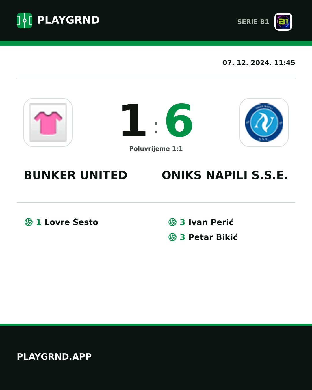 Instagram slika: Bunker United 1:6 Oniks Napili S.S.E.