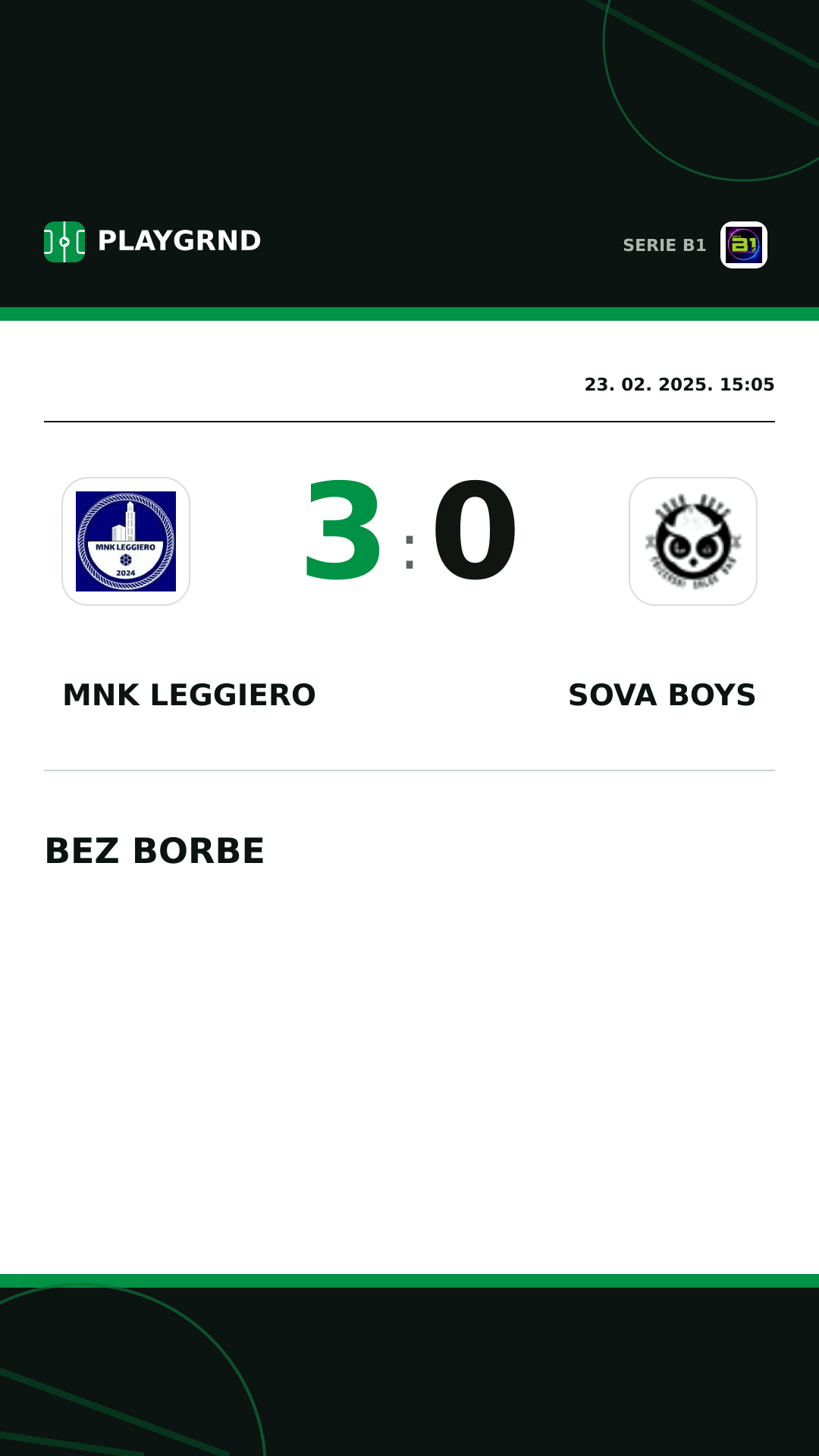 Instagram slika: MNK Leggiero 3:0 Sova Boys