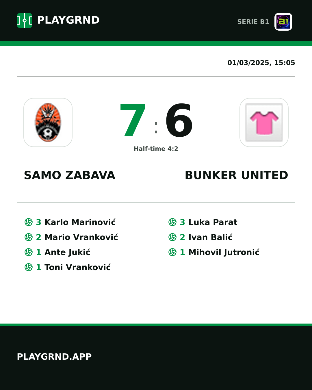 Instagram artwork: Samo Zabava 7:6 Bunker United