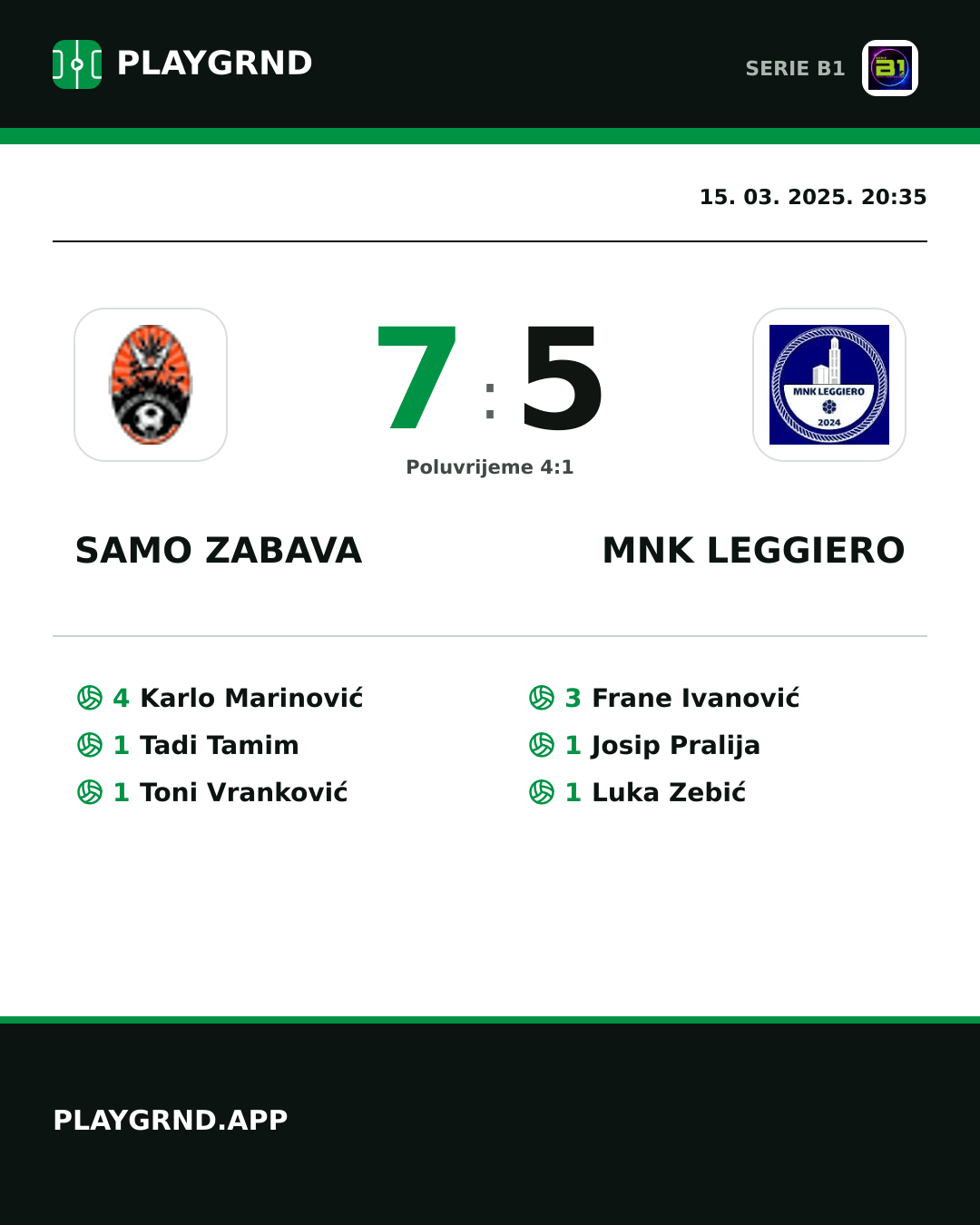 Instagram slika: Samo Zabava 7:5 MNK Leggiero