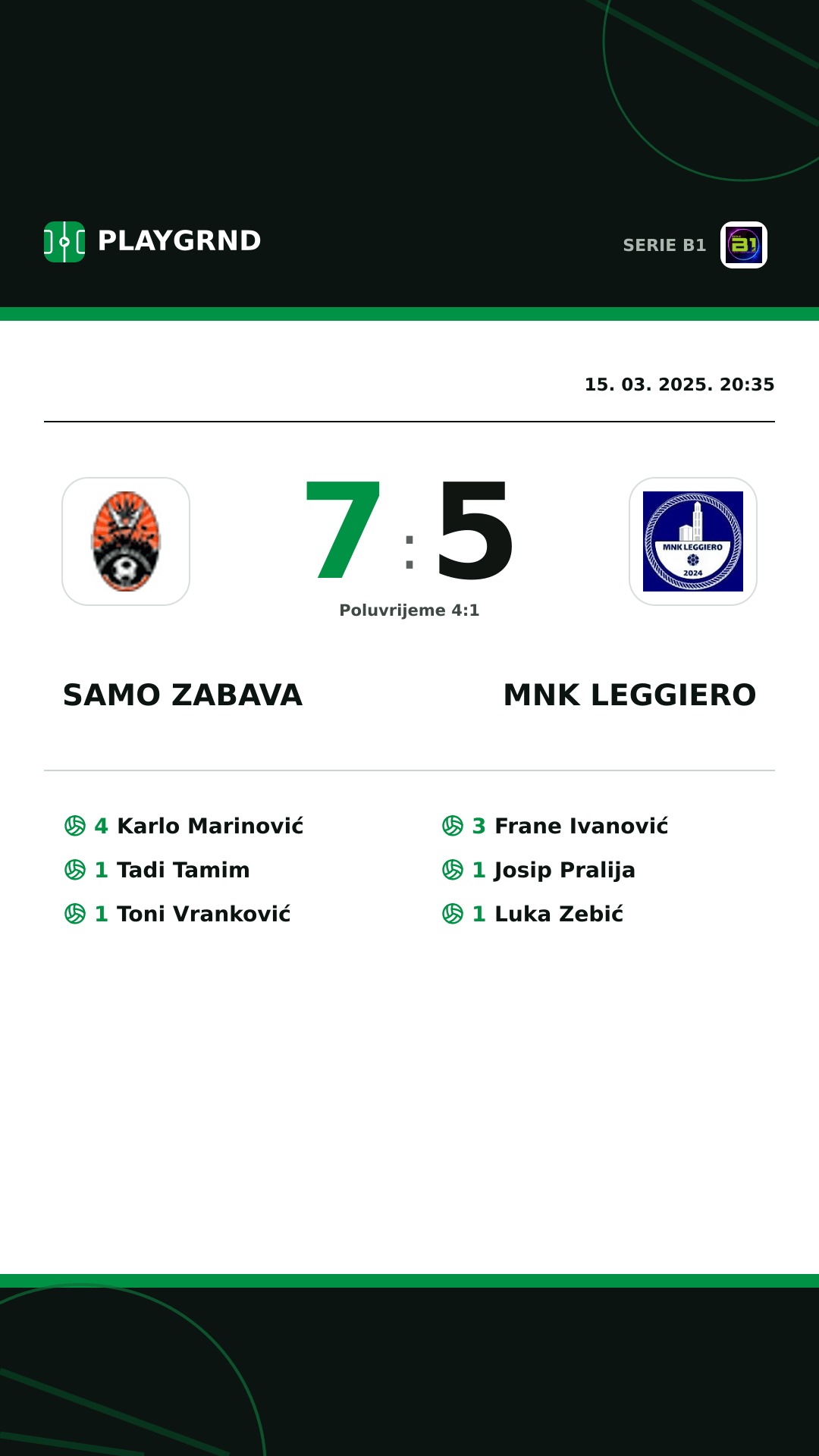 Instagram slika: Samo Zabava 7:5 MNK Leggiero