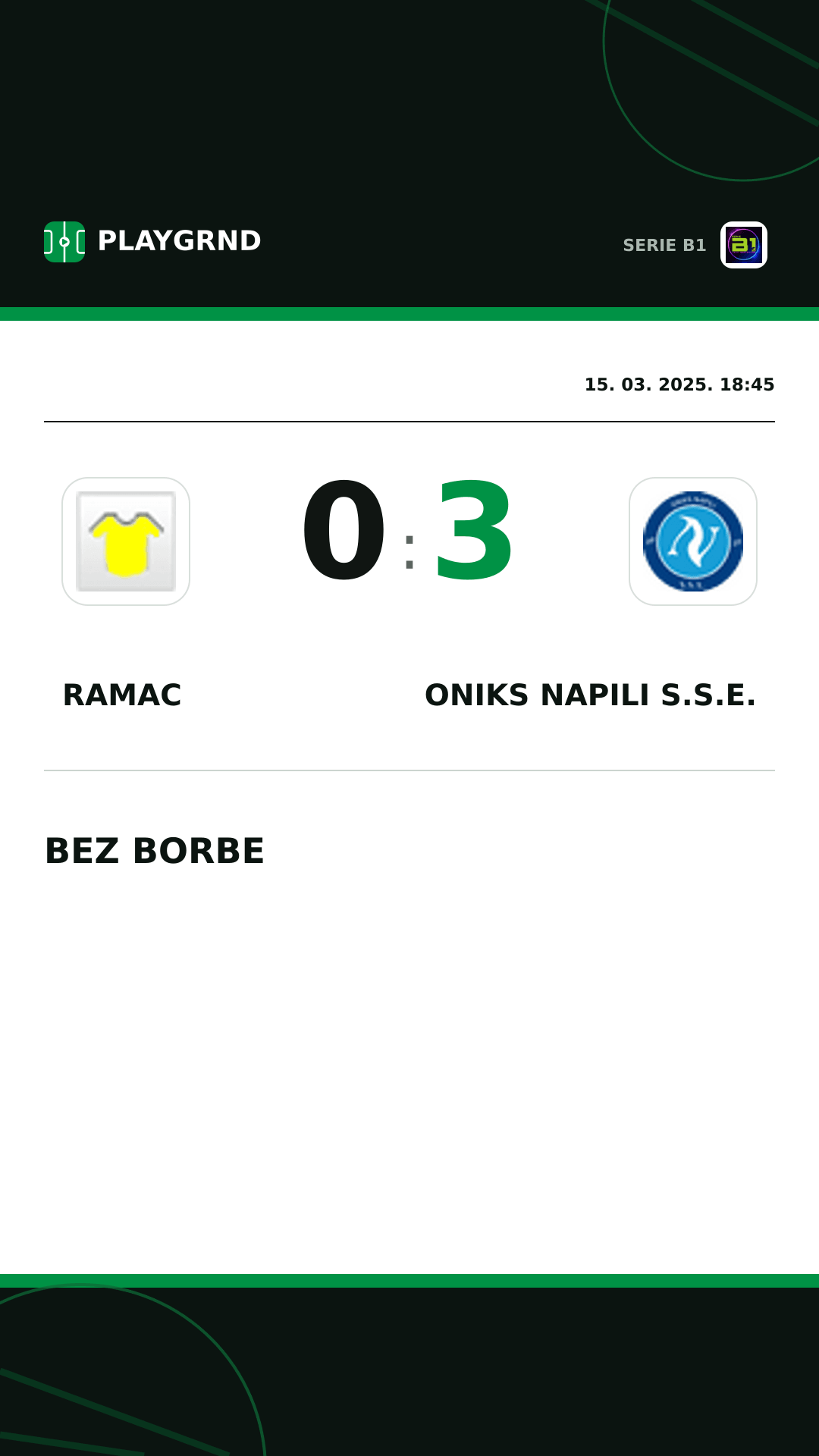 Instagram slika: Ramac 0:3 Oniks Napili S.S.E.
