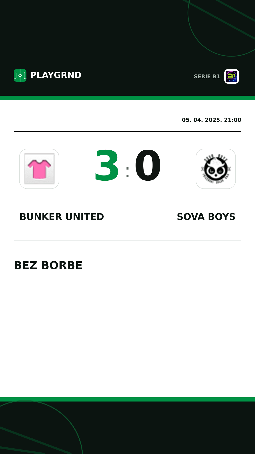 Instagram slika: Bunker United 3:0 Sova Boys