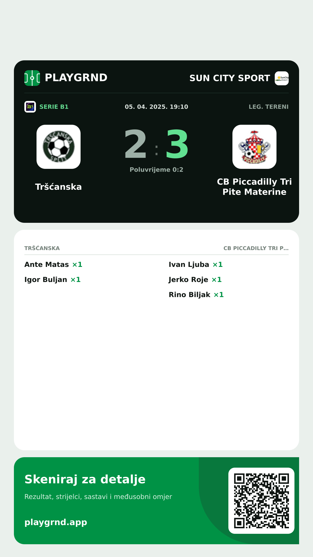 Story image: Tršćanska 2:3 CB Piccadilly Tri Pite Materine
