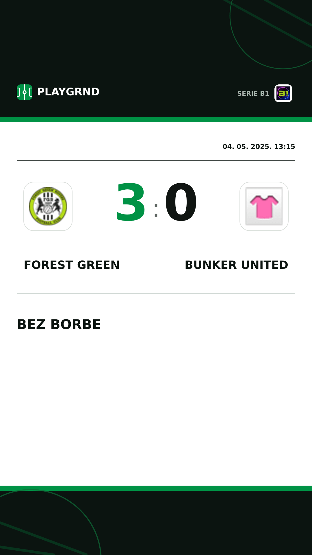 Instagram slika: Forest Green 3:0 Bunker United