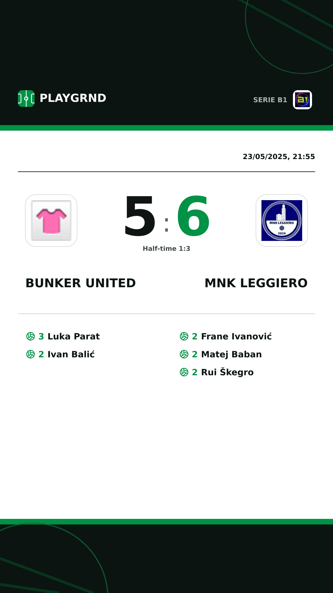 Instagram artwork: Bunker United 5:6 MNK Leggiero