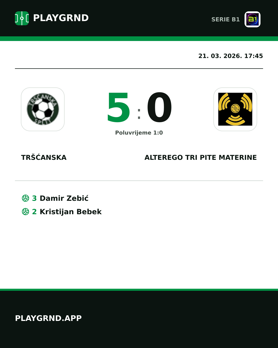 Instagram slika: Tršćanska 5:0 CB Piccadilly Tri Pite Materine