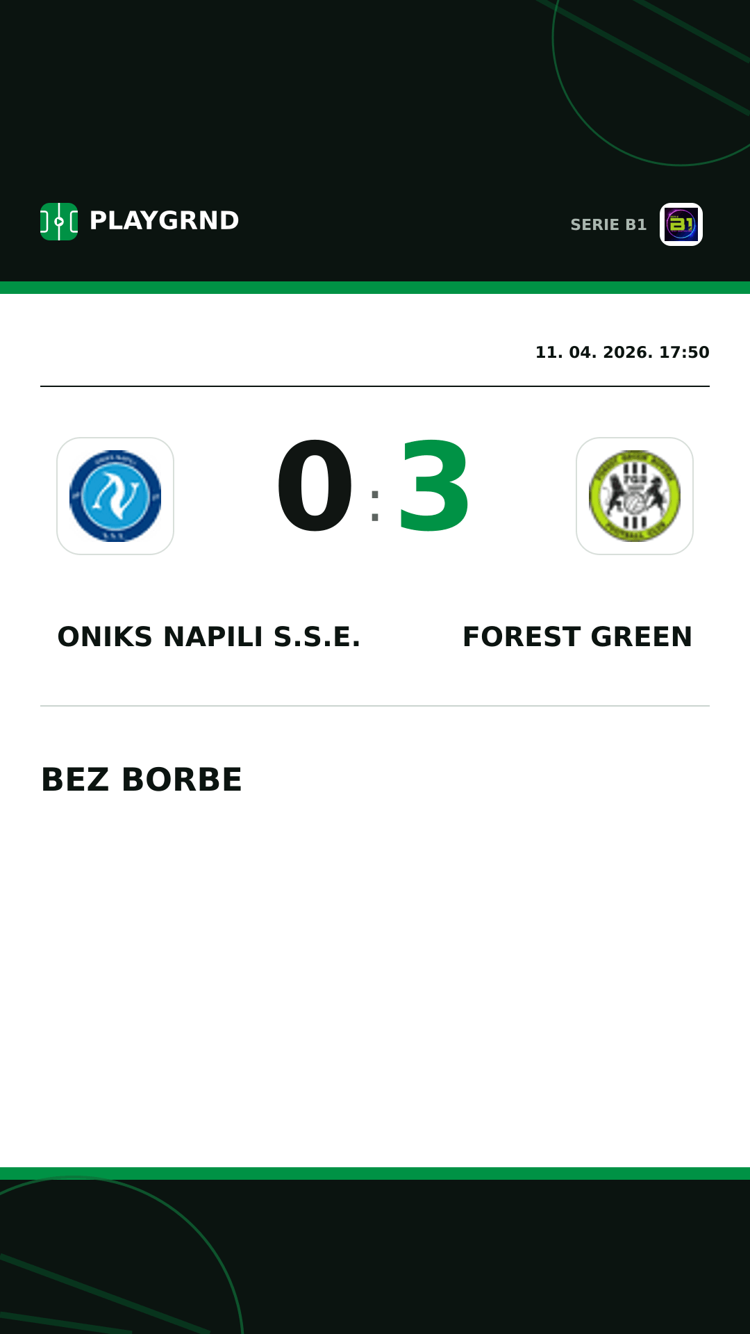 Instagram slika: Oniks Napili S.S.E. 0:3 Forest Green