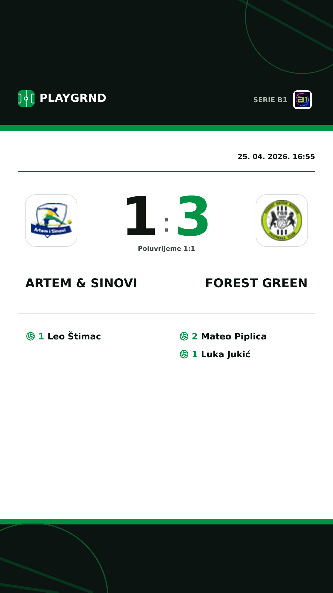 Instagram slika: Artem & Sinovi 1:3 Forest Green