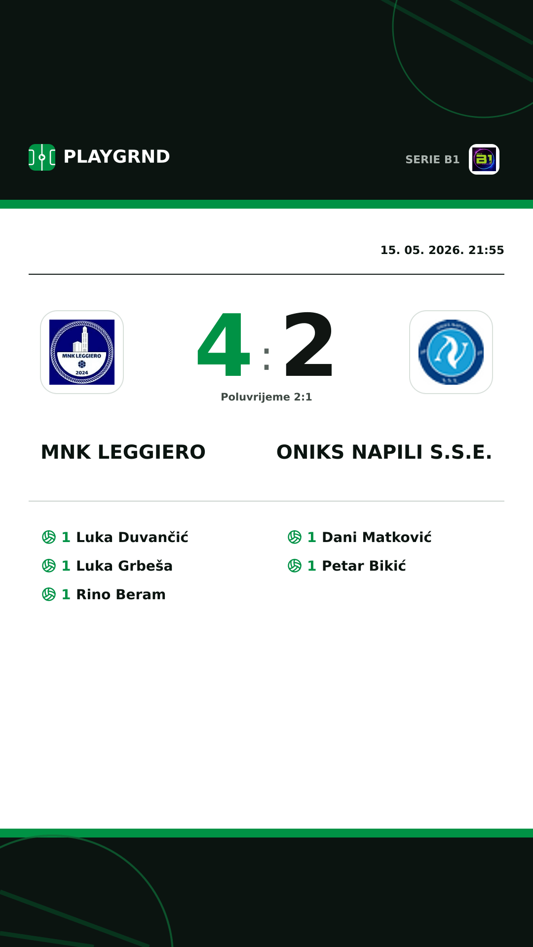 Instagram slika: MNK Leggiero 4:2 Oniks Napili S.S.E.
