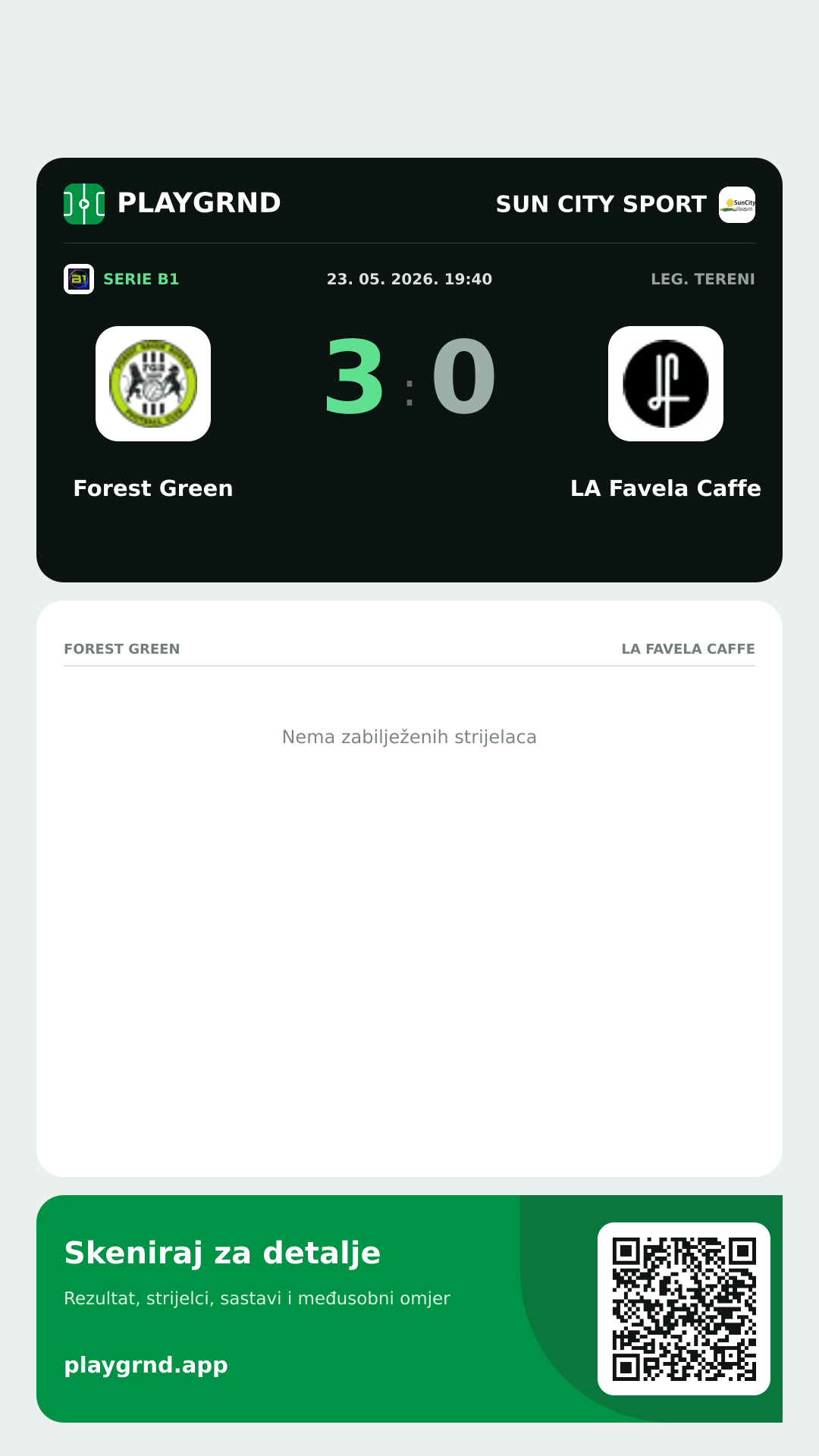 Story slika: Forest Green 3:0 LA Favela Caffe
