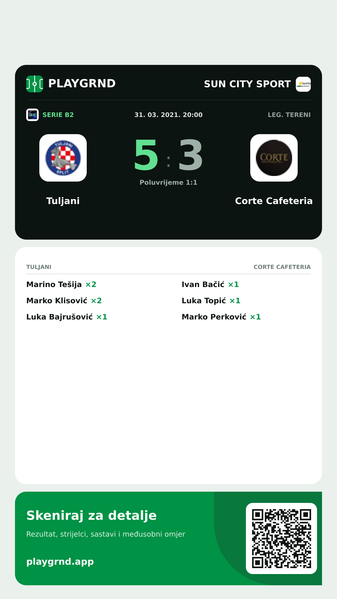 Story slika: Tuljani 5:3 Corte Cafeteria
