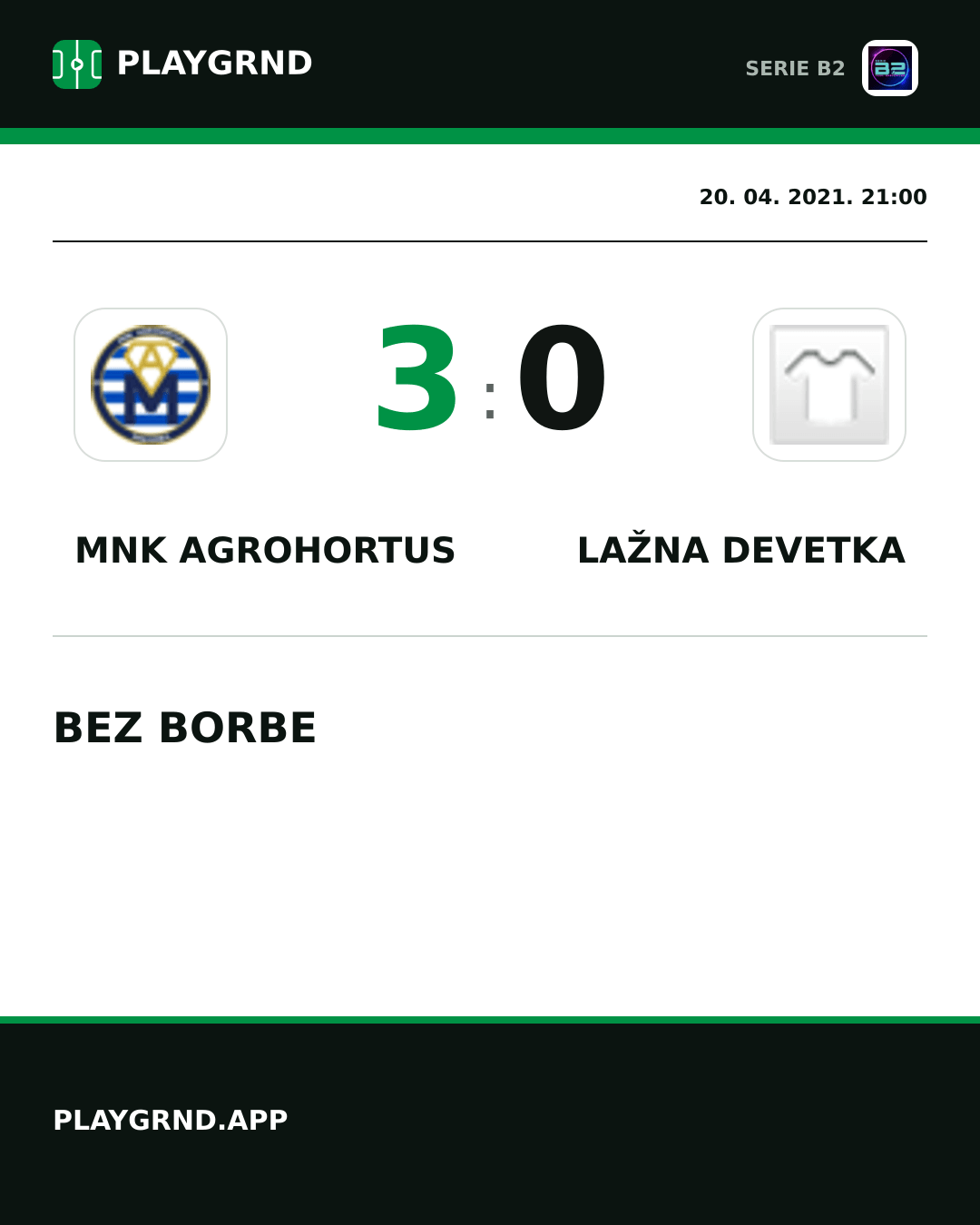 Instagram slika: Mnk Agrohortus 3:0 Lažna Devetka